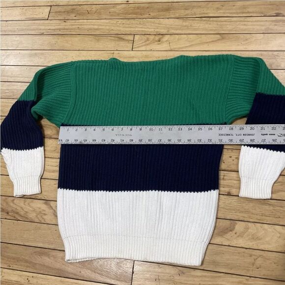 GAP Sweater Womens L Chunky Ribbed Colorblock Striped Green Blue White Knit  L - Picture 13 of 16